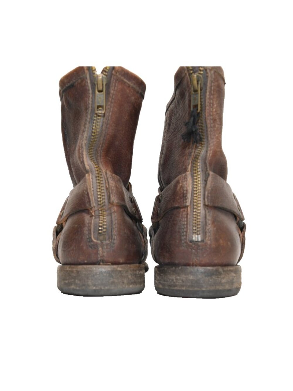 New! Frye Phillip Harness 87873 Mens Brown Tumbled Leather Zip Boots 8.5 D DD562 - Picture 5 of 7